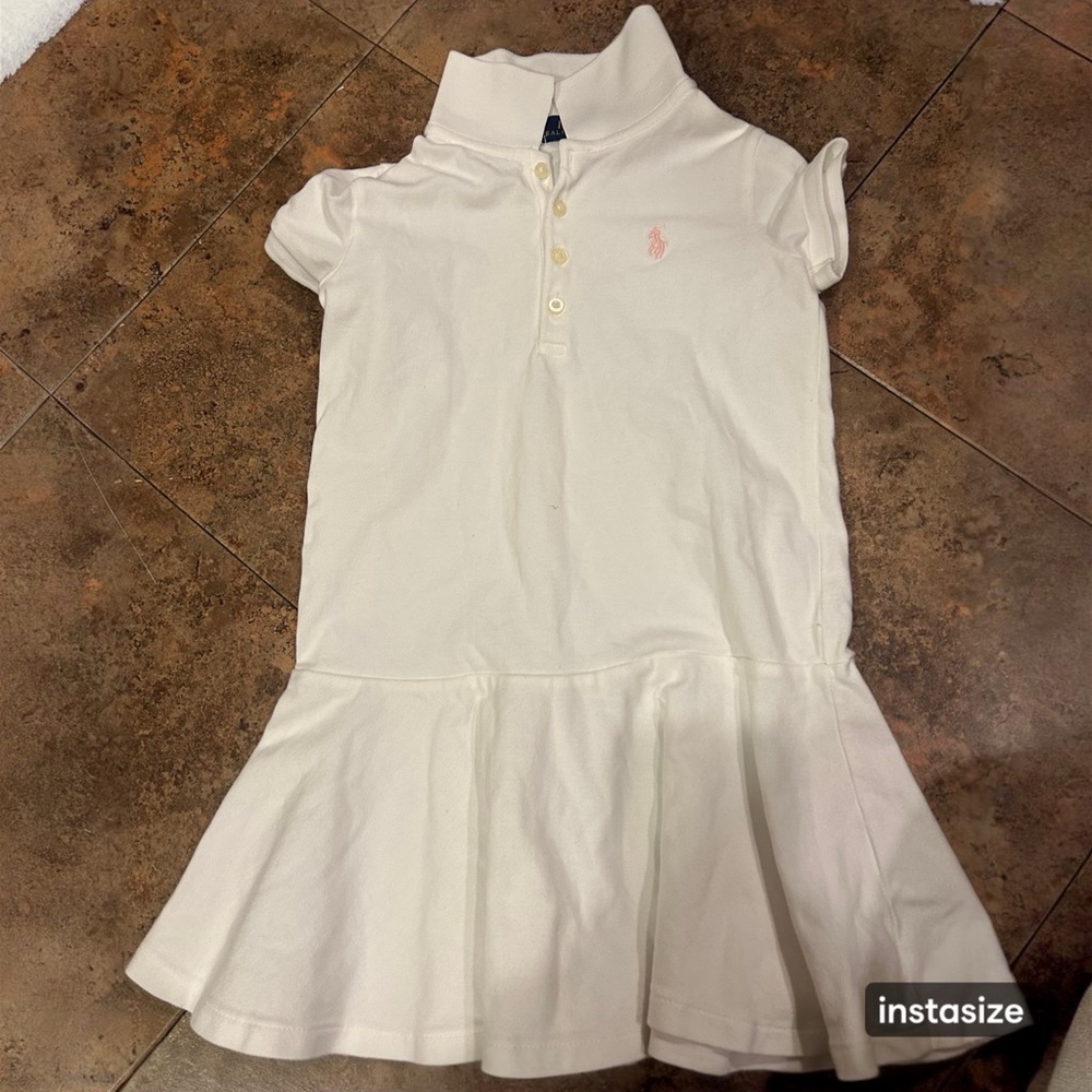 Ralph Lauren White Polo Dress with Pink Pony Embroidery